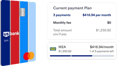split card art and text showing sample monthly payments
